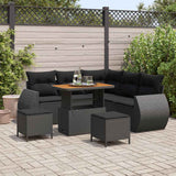 Garden Sofa Set with Cushion 8 pcs Black Poly Rattan