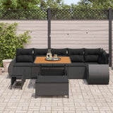 Garden Sofa Set with Cushion 9 pcs Black Poly Rattan - Side View