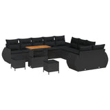 Garden Sofa Set with Cushion with Storage 13 pcs Black