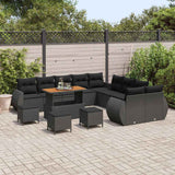 Garden Sofa Set with Cushion with Storage 14 pcs Black - Side View