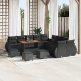 Garden Sofa Set with Cushion with Storage 14 pcs Black