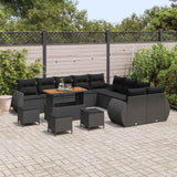 Garden Sofa Set with Cushion with Storage 14 pcs Black - Side View