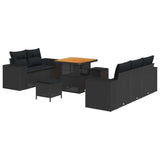 Garden Sofa Set with Cushion Manual 8 pcs Black 80 x 80 x 71 cm - Front View