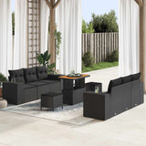 Garden Sofa Set with Cushion 9 pcs Black Poly Rattan