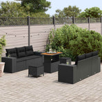 Garden Sofa Set Black [Synthetic]: Poly Rattan