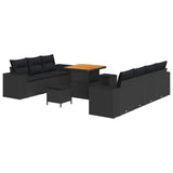 Garden Sofa Set with Cushion with Storage 10 pcs Black - Front View