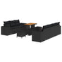 Garden Sofa Set 10 pcs 9-Seater Black Poly Rattan