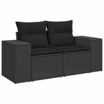Garden Sofa Set Black Poly Rattan