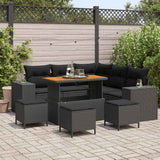 Garden Sofa Set with Cushion with Storage 9 pcs Black