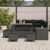 Garden Sofa Set with Cushion with Storage 9 pcs Black - Side View