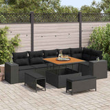 Garden Sofa Set with Cushion with Storage 9 pcs Black
