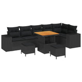 Garden Sofa Set with Cushion 9 pcs Black 100 x 100 x 71 cm - Front View