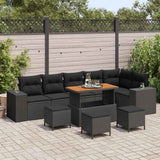 Garden Sofa Set with Cushion with Storage 10 pcs Black