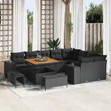 Garden Sofa Set with Cushion with Storage 12 pcs Black