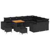 Garden Sofa Set with Cushion with Storage 12 pcs Black