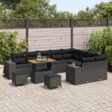 Garden Sofa Set with Cushion with Storage 12 pcs Black - Side View