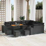 Garden Sofa Set with Cushion with Storage 13 pcs Black