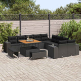 Garden Sofa Set with Cushion 13 pcs Black Poly Rattan - Side View