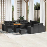 Garden Sofa Set with Cushion with Storage 13 pcs Black
