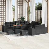 Garden Sofa Set with Cushion with Storage 13 pcs Black