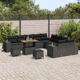Garden Sofa Set with Cushion with Storage 13 pcs Black - Side View