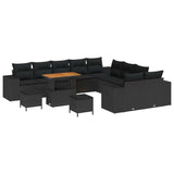 Garden Sofa Set with Cushion with Storage 13 pcs Black - Front View