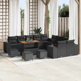 Garden Sofa Set with Cushion with Storage 14 pcs Black
