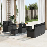 Garden Sofa Set with Cushion with Storage 8 pcs Black