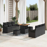 Garden Sofa Set with Cushion with Storage 9 pcs Black