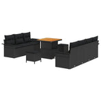 Garden Sofa Set 10 pcs 9-Seater Black