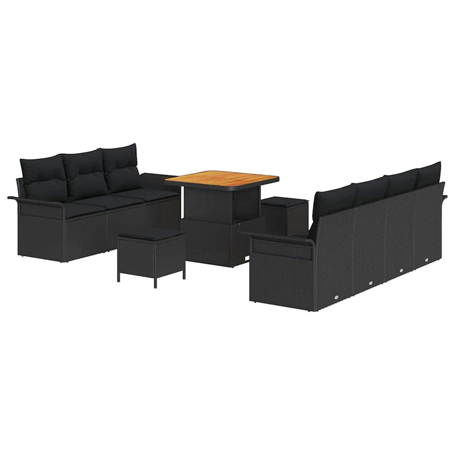 Garden Sofa Set 10 pcs 9-Seater Black