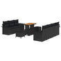 Garden Sofa Set 10 pcs 9-Seater Black