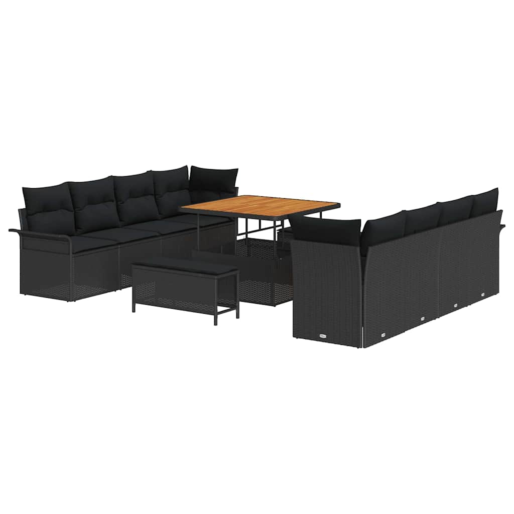 Garden Sofa Set with Cushion Black 100 x 100 x 71 cm
