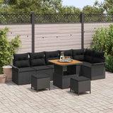Garden Sofa Set with Cushion with Storage 9 pcs Black
