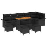 Garden Sofa Set with Cushion with Storage 10 pcs Black