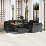 Garden Sofa Set with Cushion with Storage 13 pcs Black