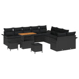 Garden Sofa Set with Cushion with Storage 13 pcs Black - Front View