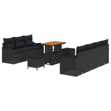 Garden Sofa Set with Cushion with Storage 10 pcs Black