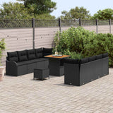 Garden Sofa Set with Cushion with Storage 11 pcs Black - Side View