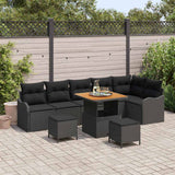 Garden Sofa Set with Cushion with Storage 9 pcs Black