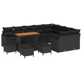 Garden Sofa Set with Cushion with Storage 13 pcs Black