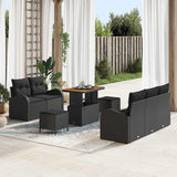 Garden Sofa Set with Cushion with Storage 8 pcs Black