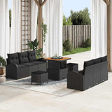 Garden Sofa Set with Cushion with Storage 9 pcs Black