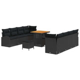 Garden Sofa Set with Cushion with Storage 11 pcs Black - Front View
