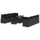 Garden Sofa Set with Cushion with Storage 11 pcs Black