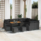 Garden Sofa Set with Cushion with Storage 13 pcs Black