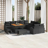 Garden Sofa Set with Cushion with Storage 13 pcs Black