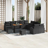 Garden Sofa Set with Cushion with Storage 13 pcs Black
