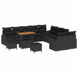 Garden Sofa Set with Cushion with Storage 13 pcs Black - Front View