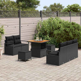 Garden Sofa Set with Cushion with Storage 8 pcs Black - Side View